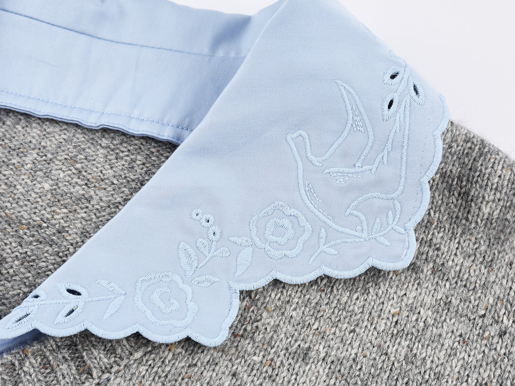 V-neck layered-look pullover with shirt detail