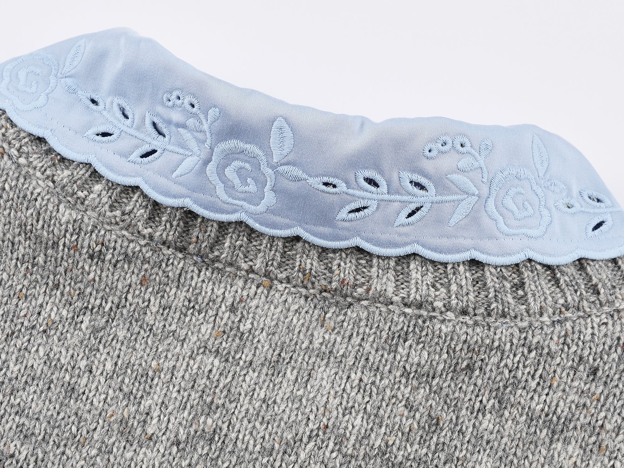 V-neck layered-look pullover with shirt detail