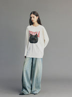 Embroidered Rock 'n' Roll Cat Sweatshirt