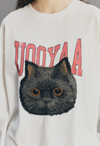 Embroidered Rock 'n' Roll Cat Sweatshirt