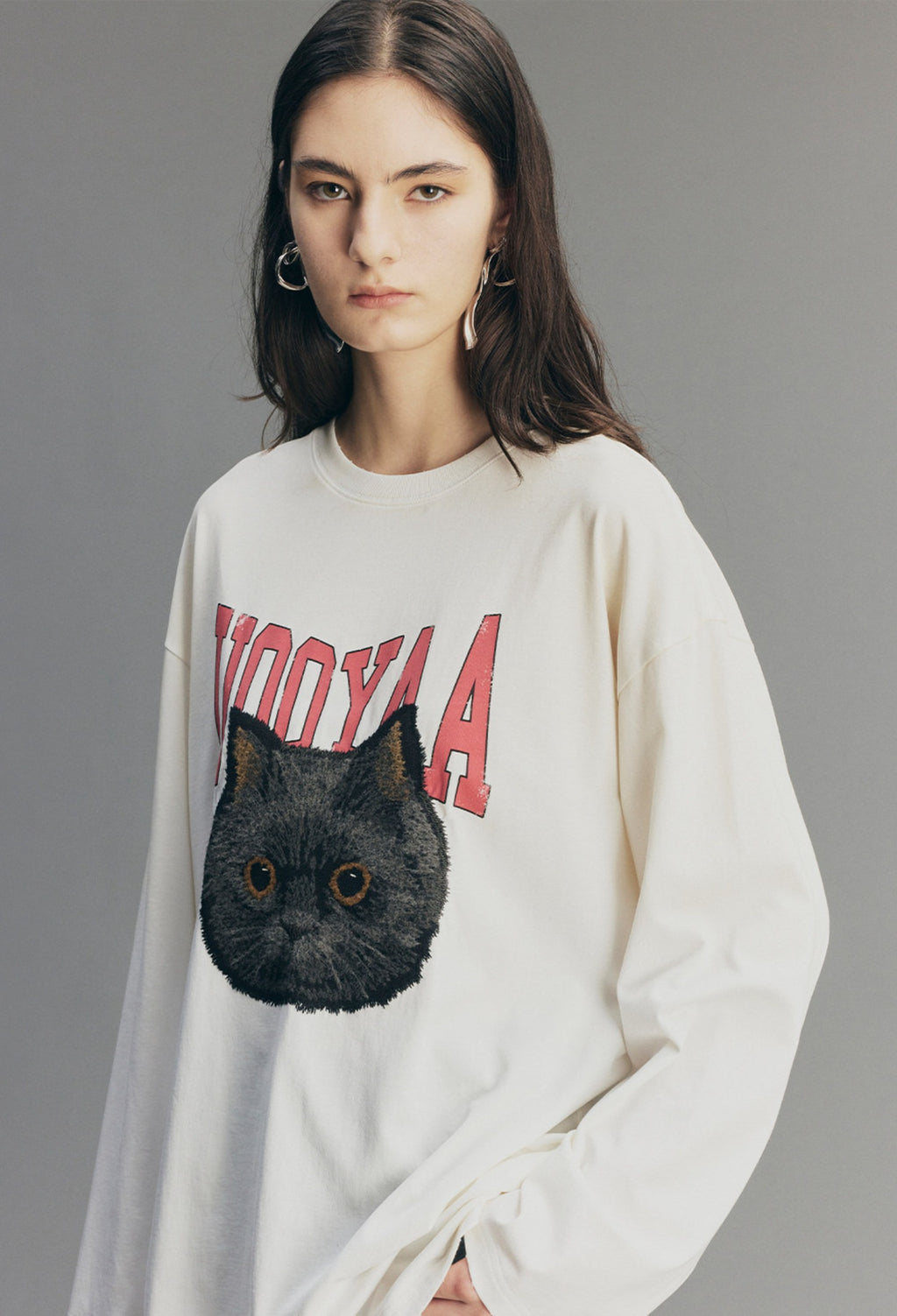 Embroidered Rock 'n' Roll Cat Sweatshirt