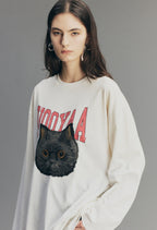 Embroidered Rock 'n' Roll Cat Sweatshirt