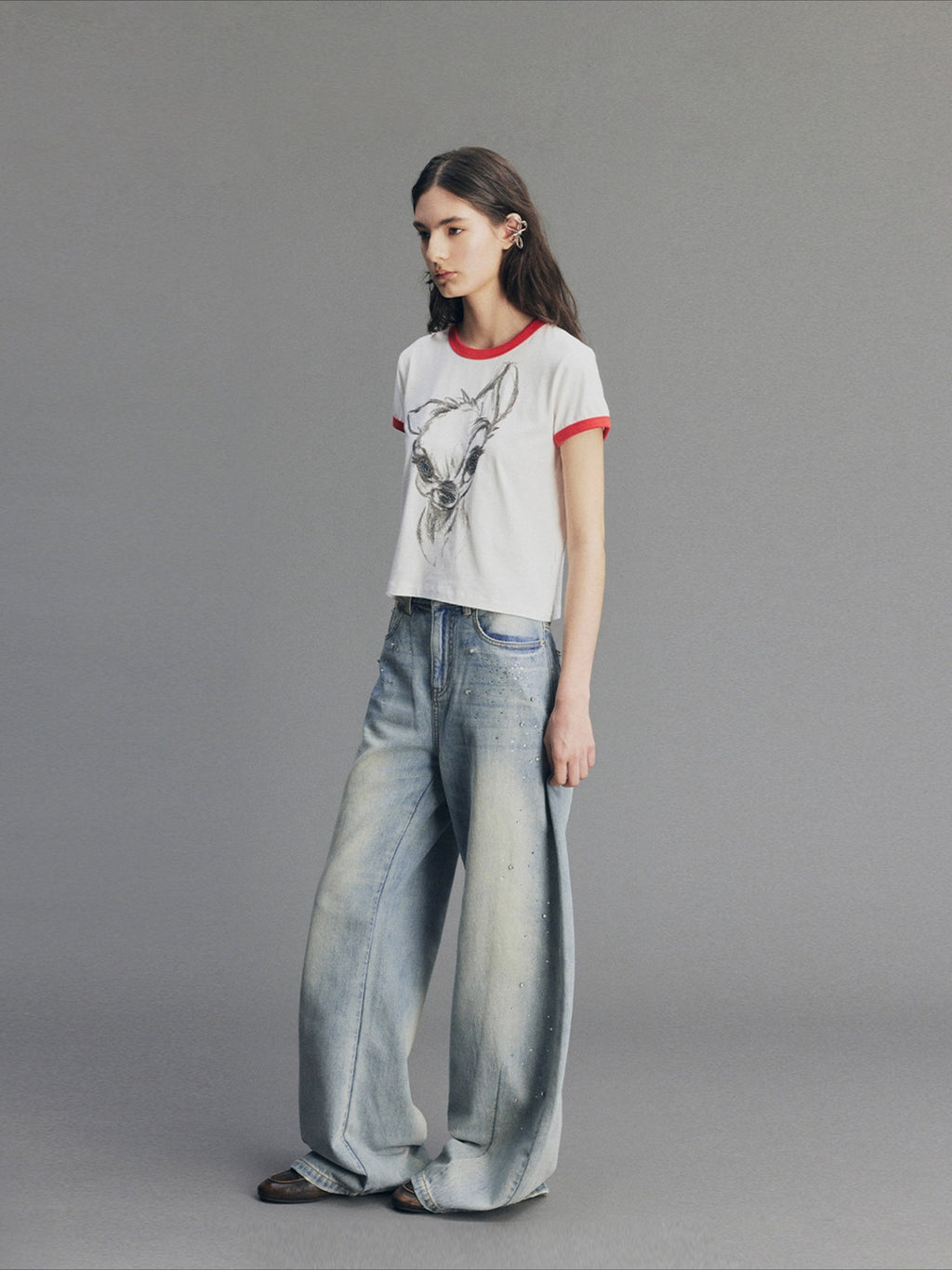 Retro Diamond Washed Jeans