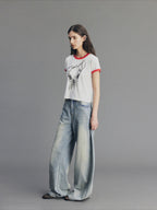 Retro Diamond Washed Jeans