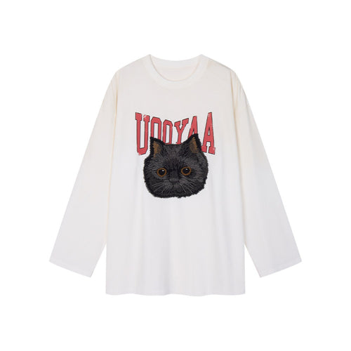 Embroidered Rock 'n' Roll Cat Sweatshirt
