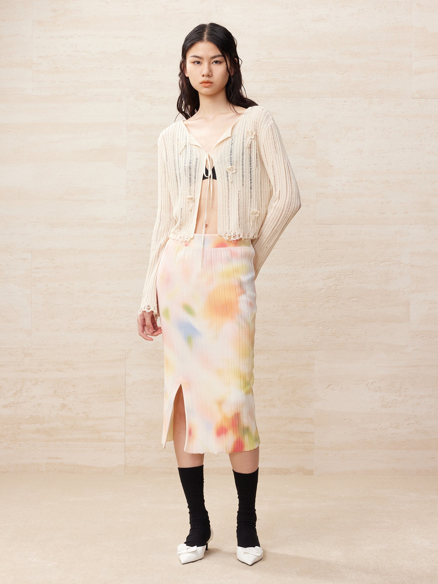 Crochet striped cardigan