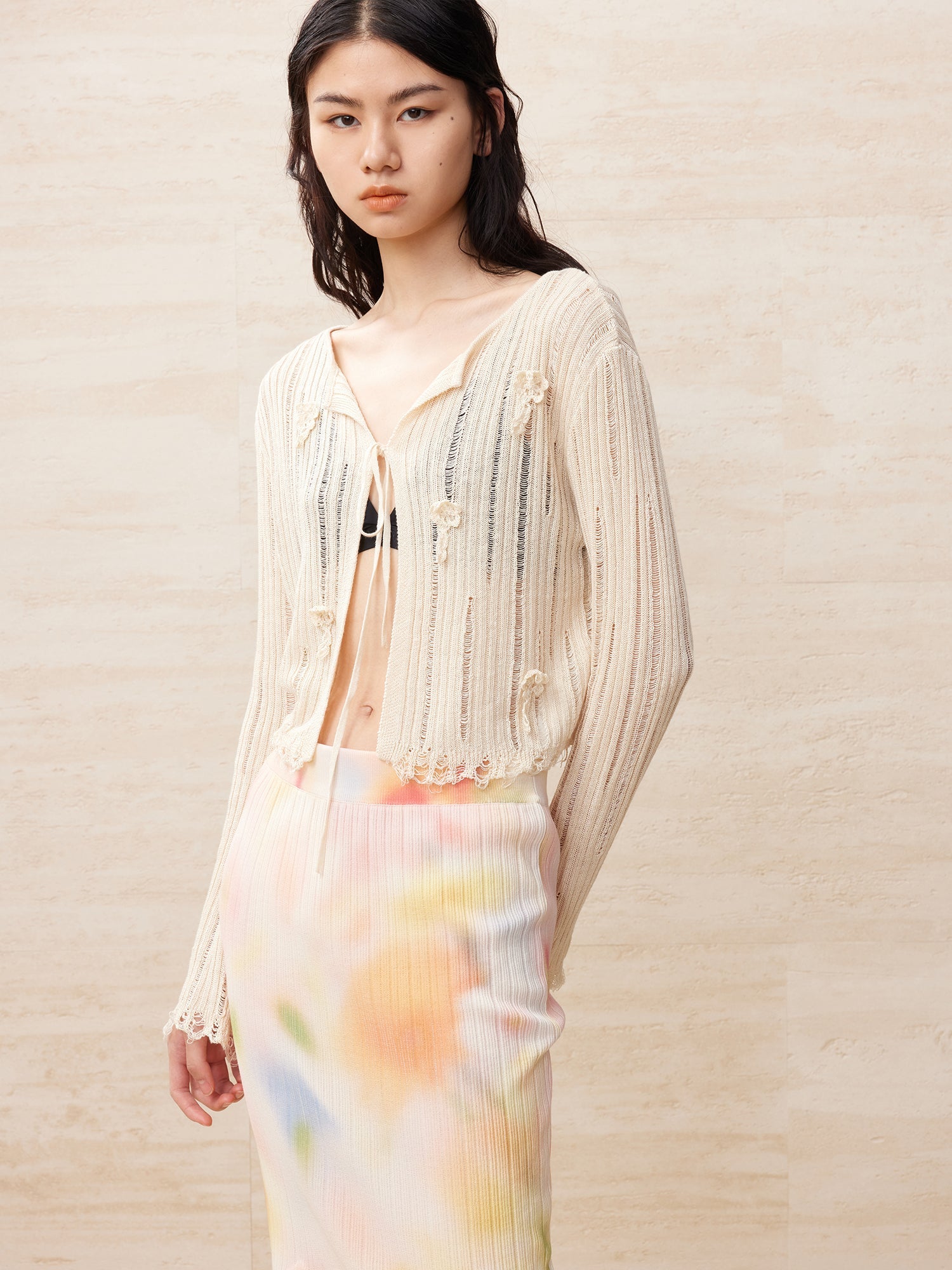 Crochet striped cardigan