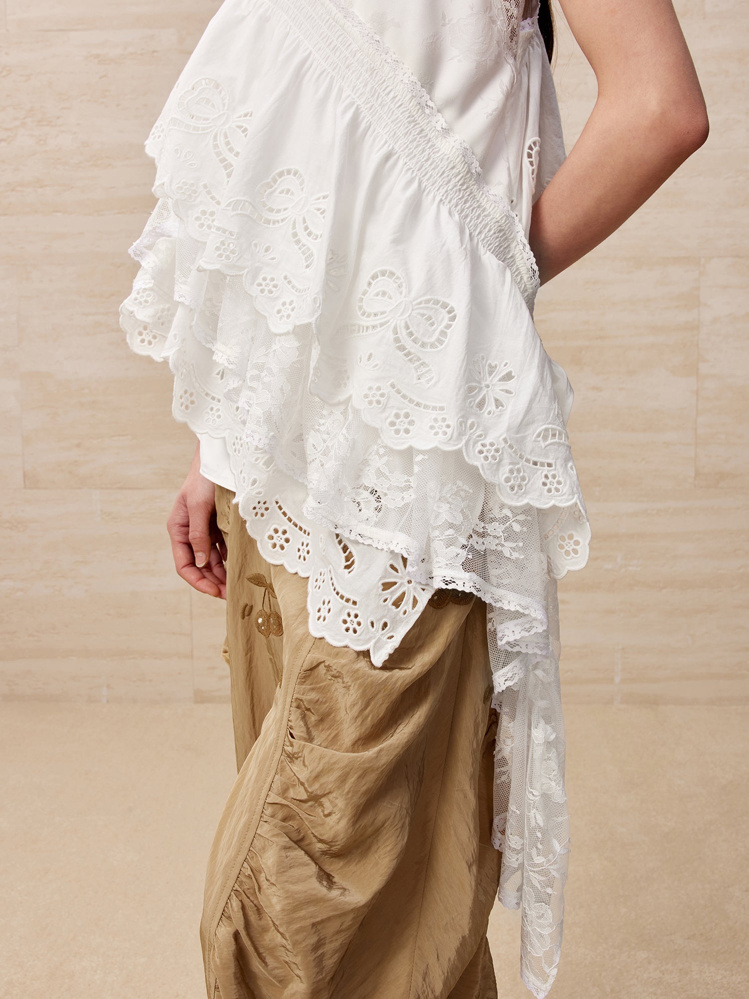 Deconstructed lace camisole