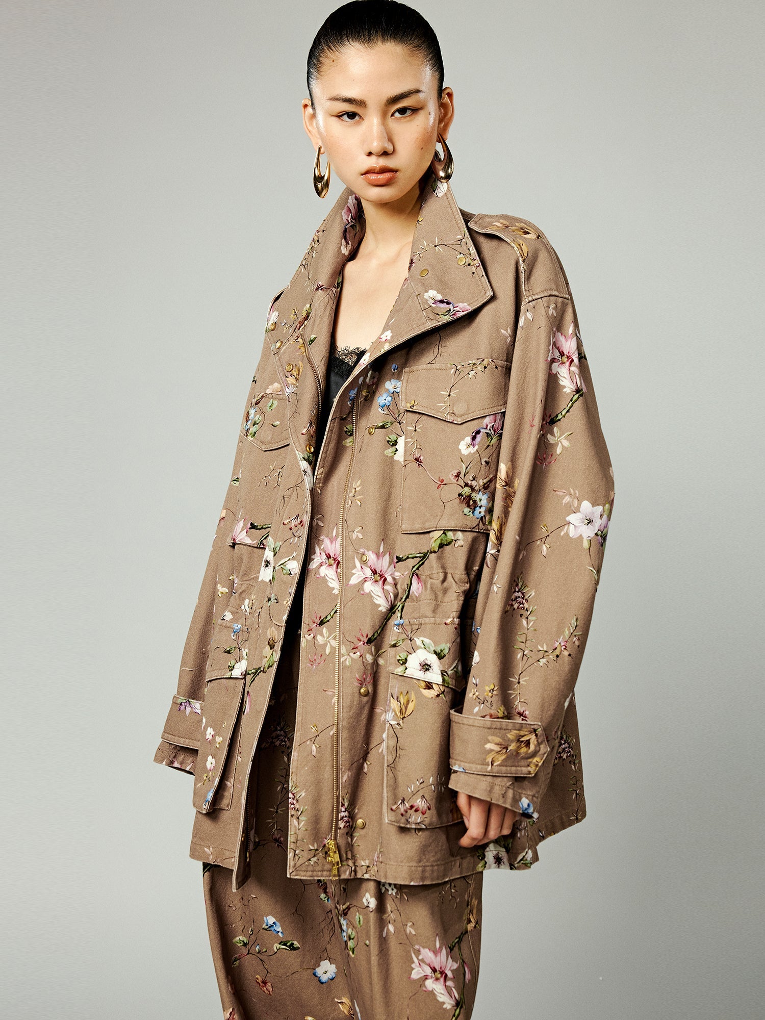 Floral utility jacket