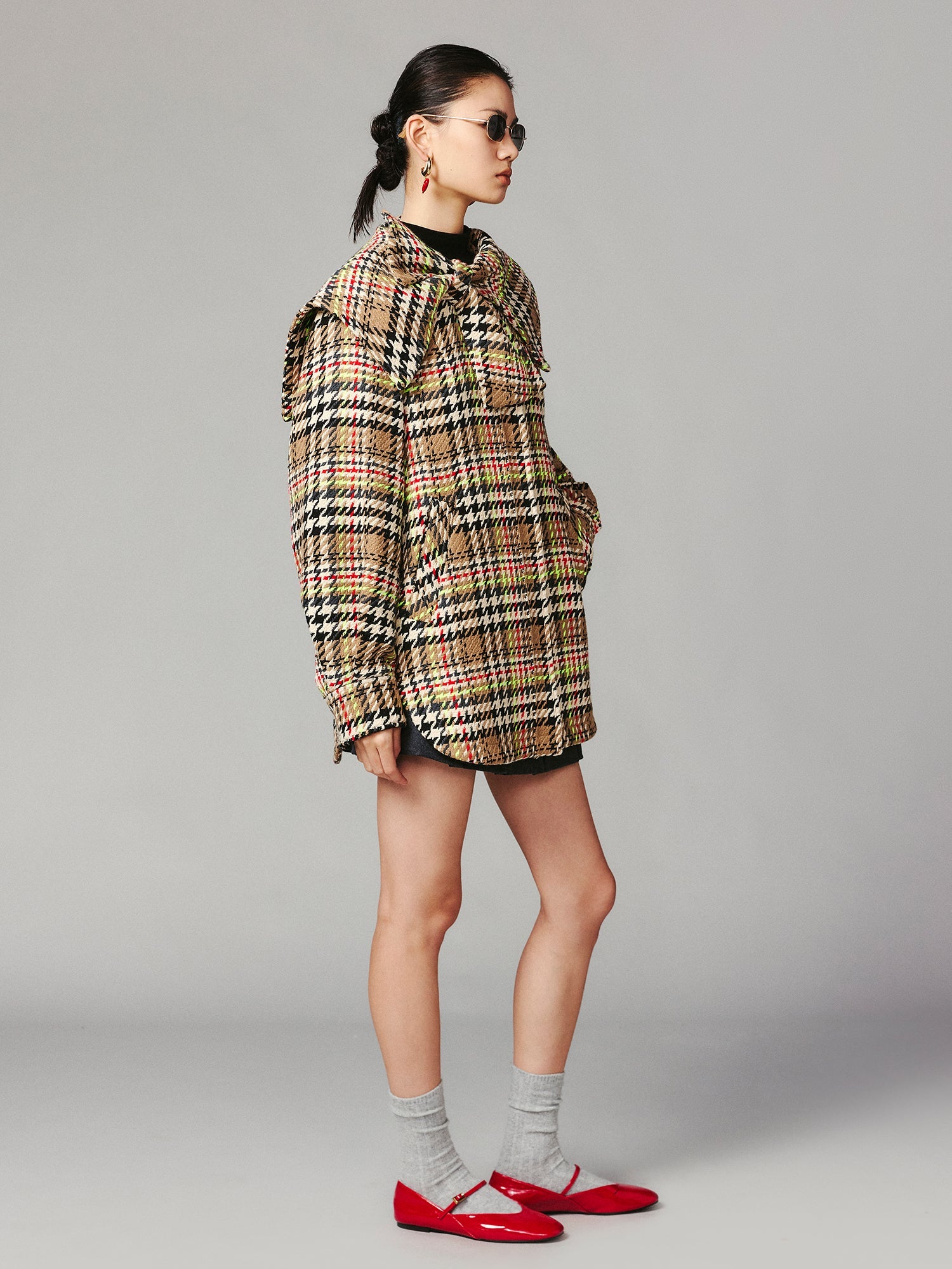 Check sailor collar jacket