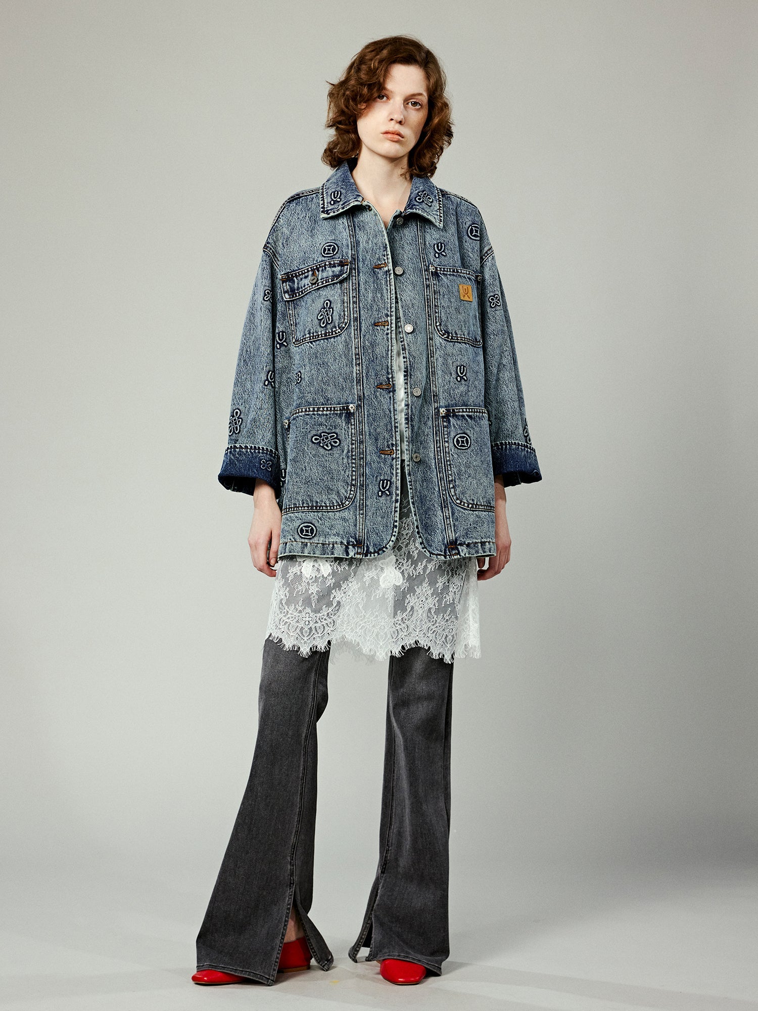 Chinese-Style embroidered hunting denim jacket