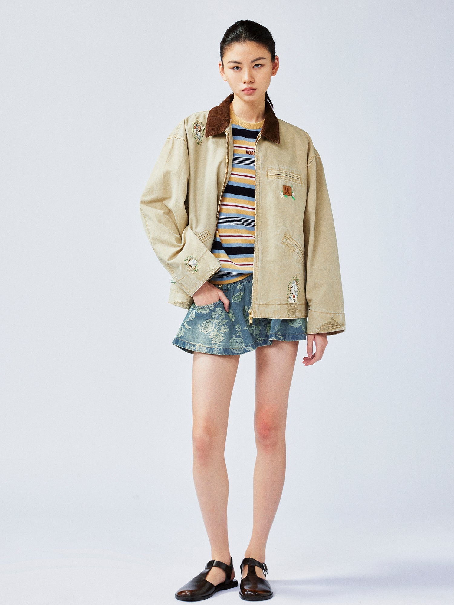 Nostalgic Detroit jacket with playful patchwork