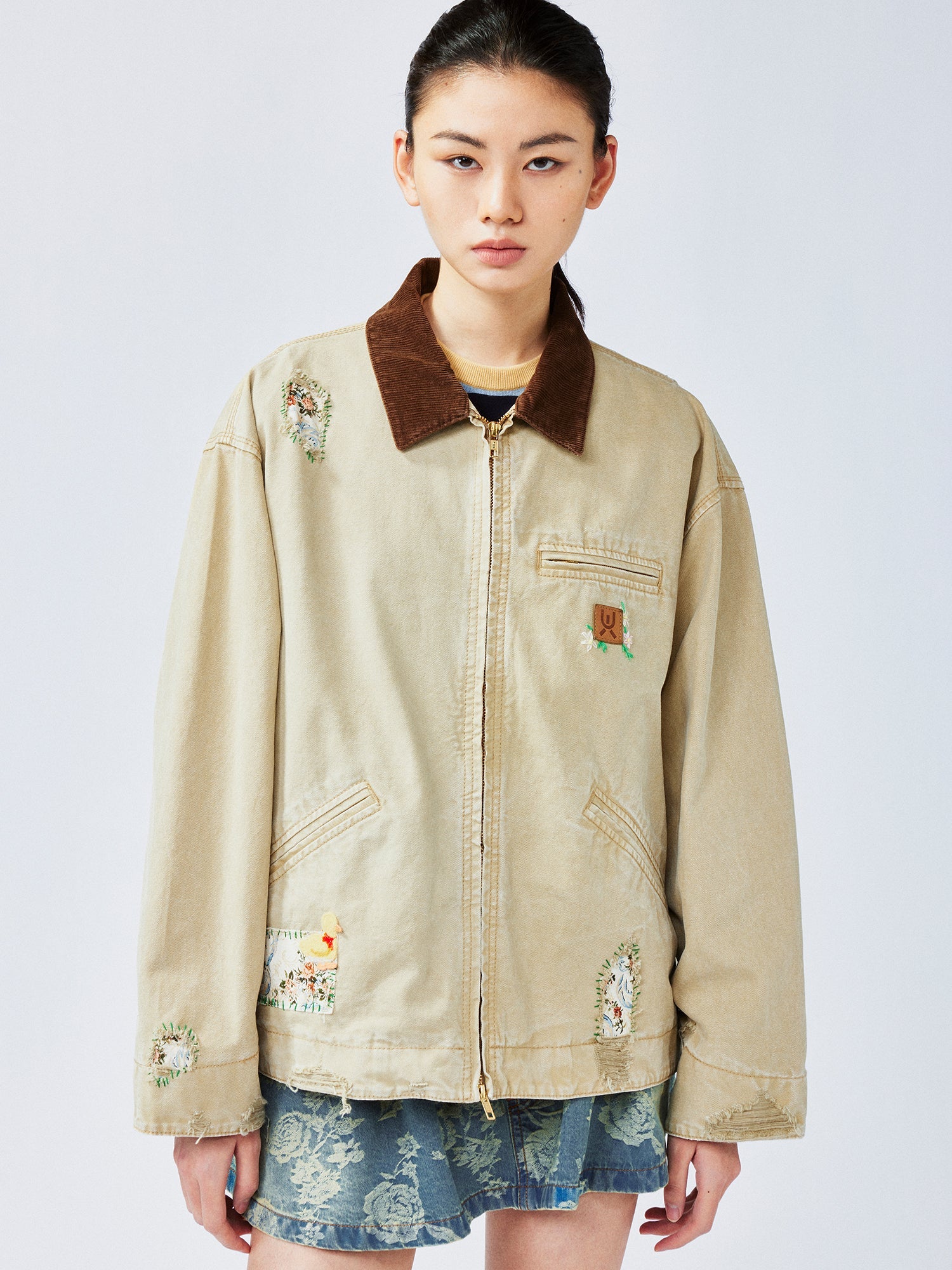 Nostalgic Detroit jacket with playful patchwork
