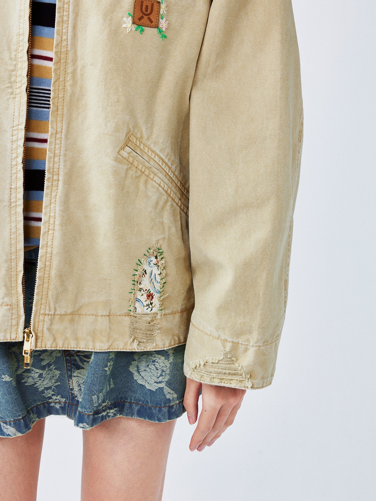 Nostalgic Detroit jacket with playful patchwork