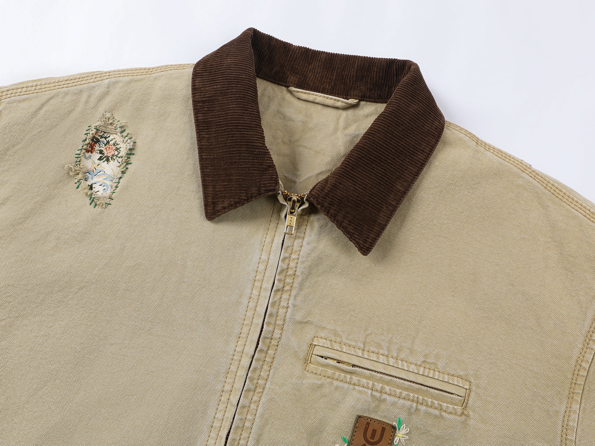 Nostalgic Detroit jacket with playful patchwork