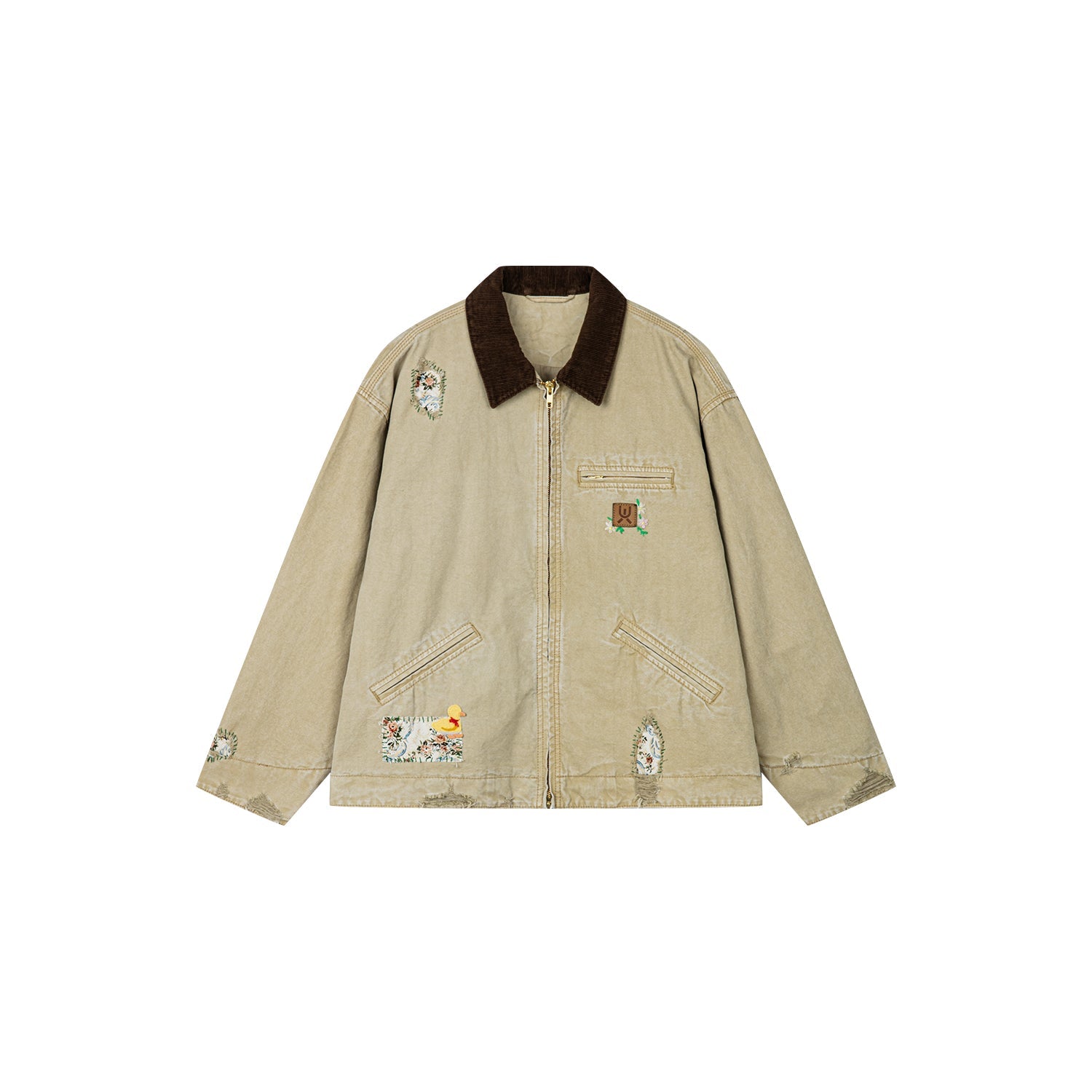 Nostalgic Detroit jacket with playful patchwork