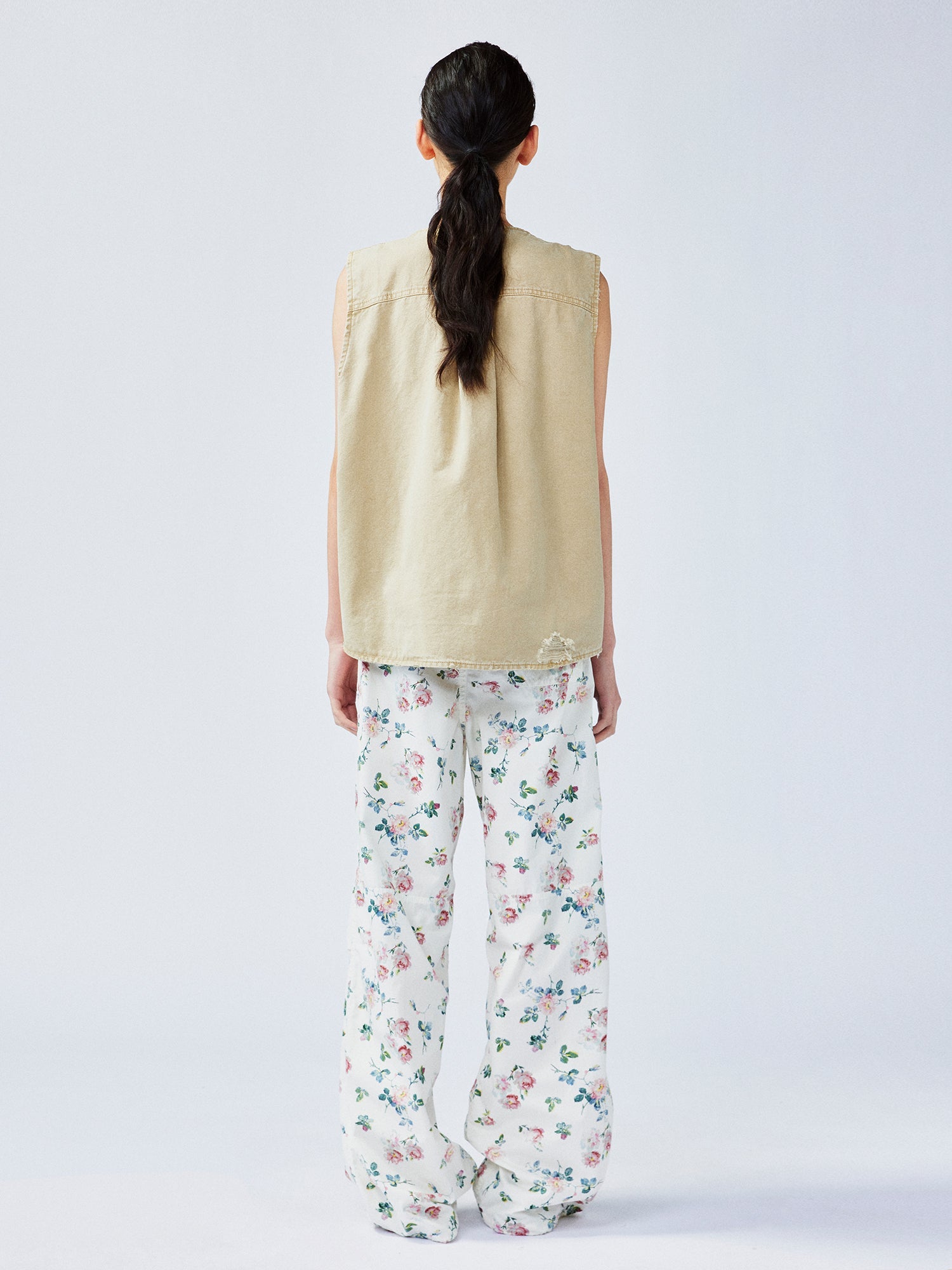 Nostalgic workwear vest with playful patchwork