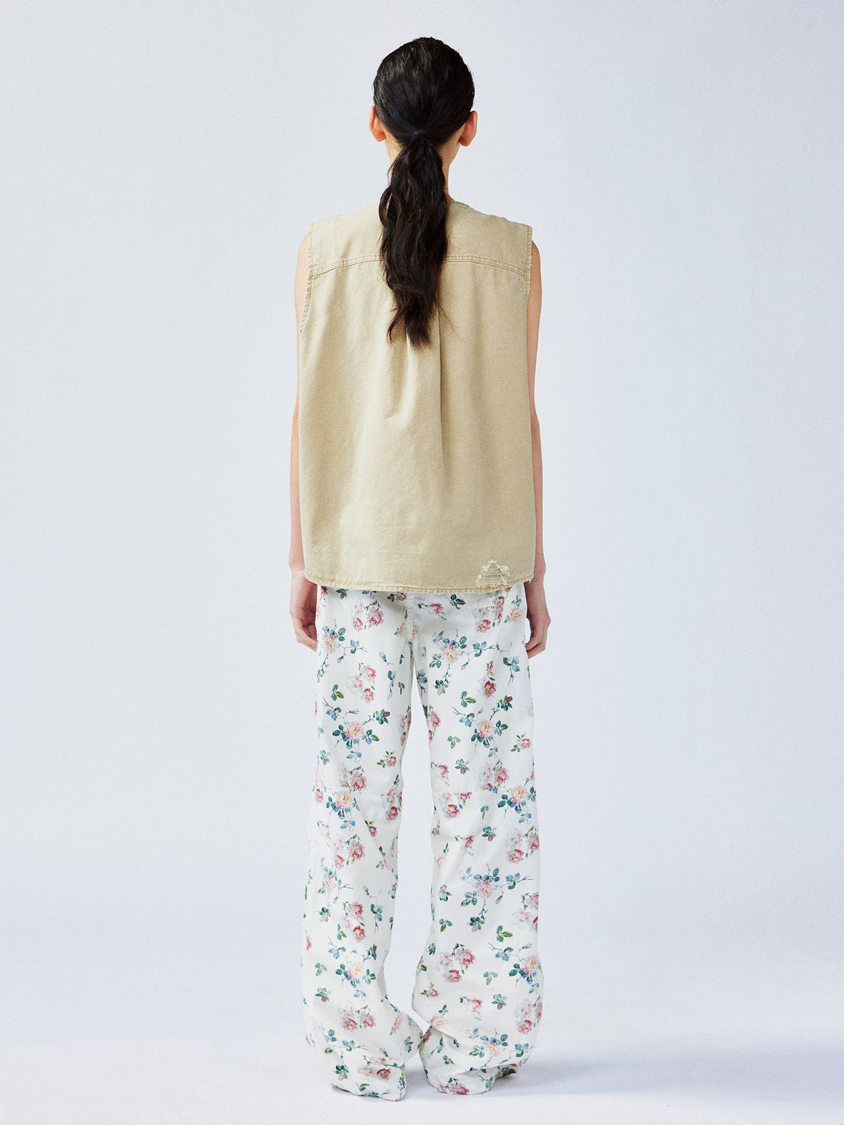 Nostalgic workwear vest with playful patchwork