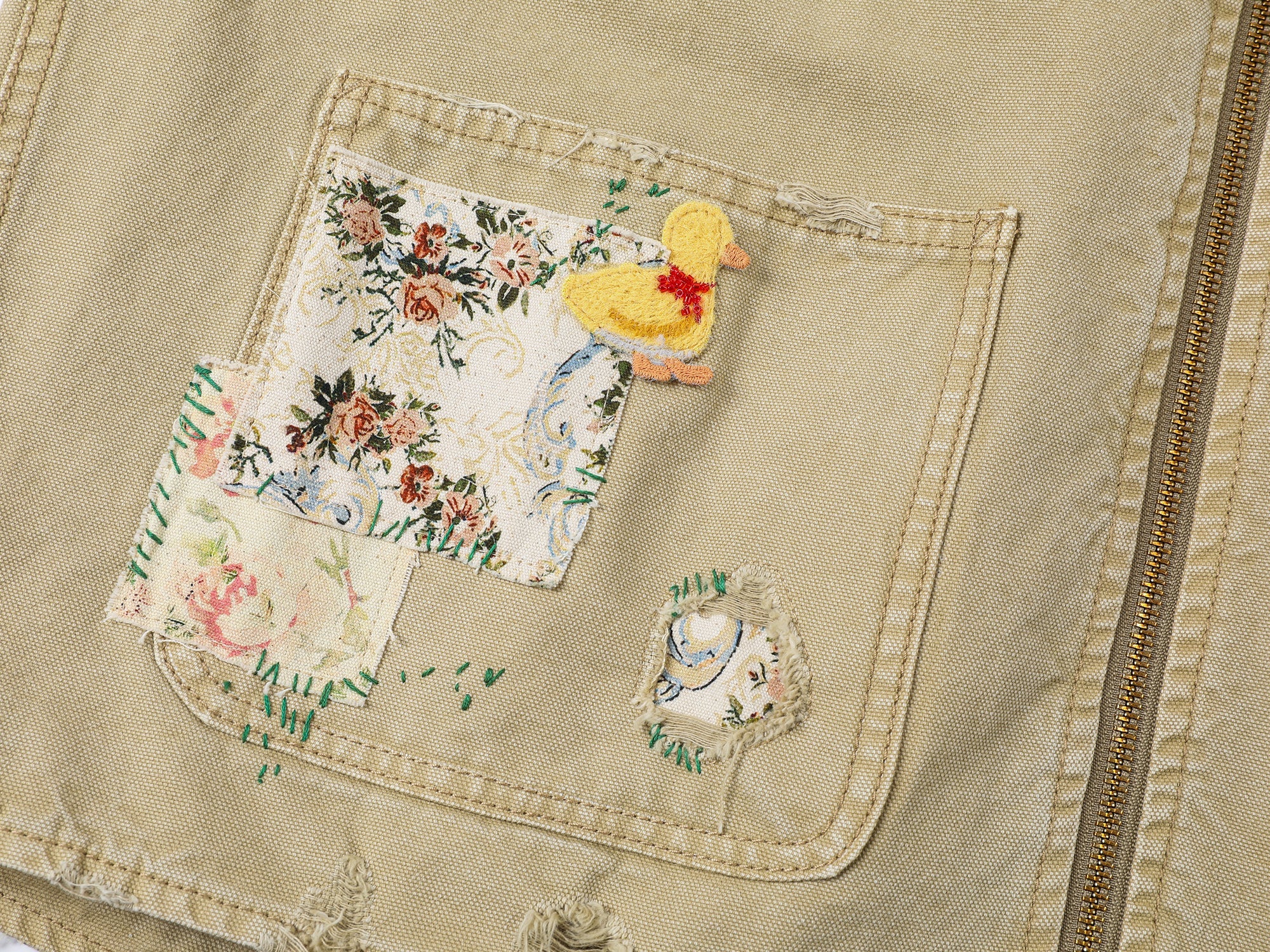 Nostalgic workwear vest with playful patchwork