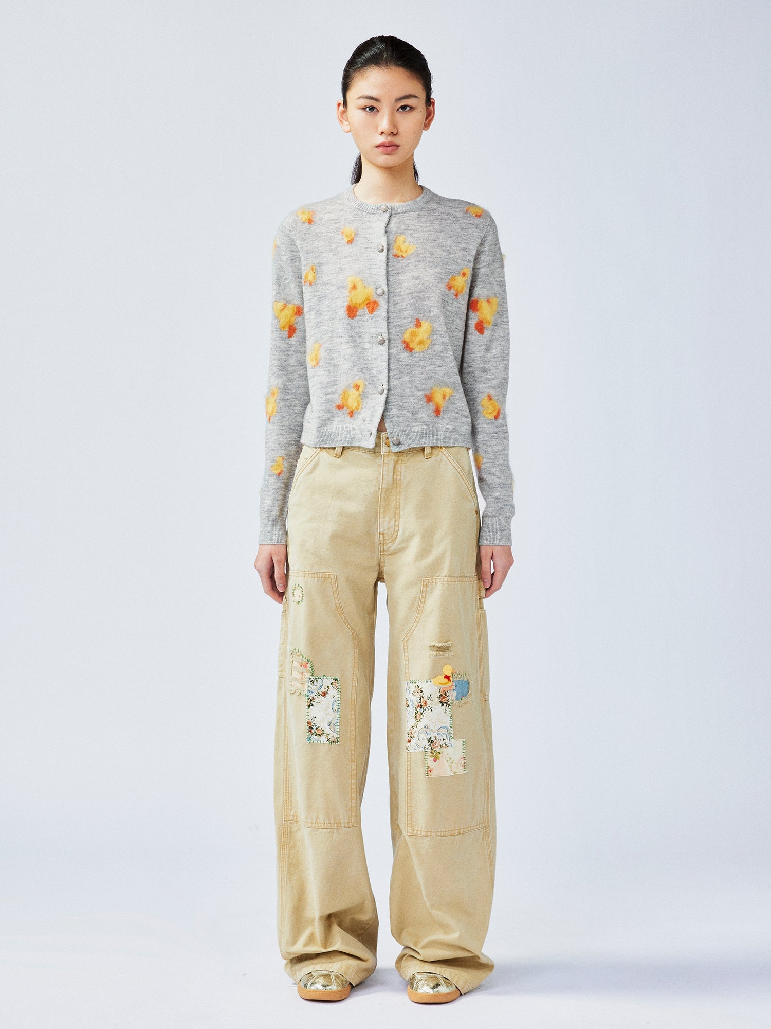 Nostalgic workwear pants with playful patchwork