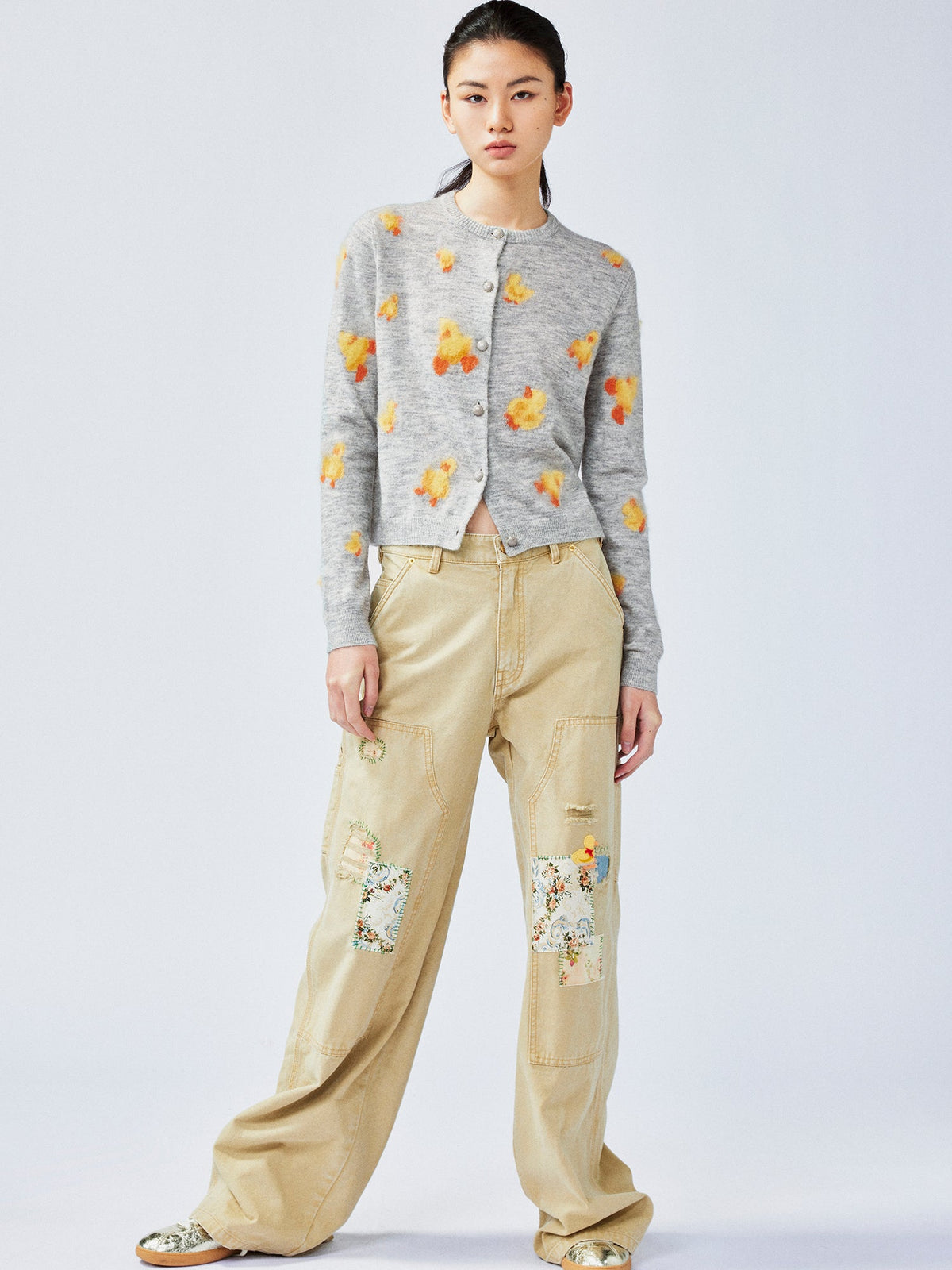 Nostalgic workwear pants with playful patchwork