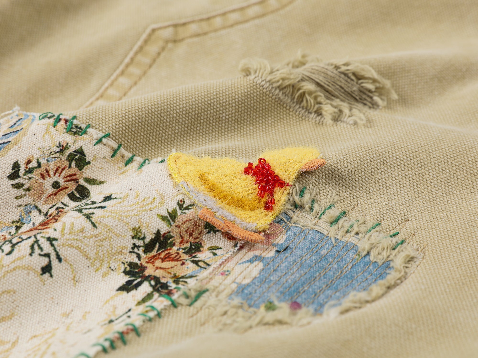 Nostalgic workwear pants with playful patchwork