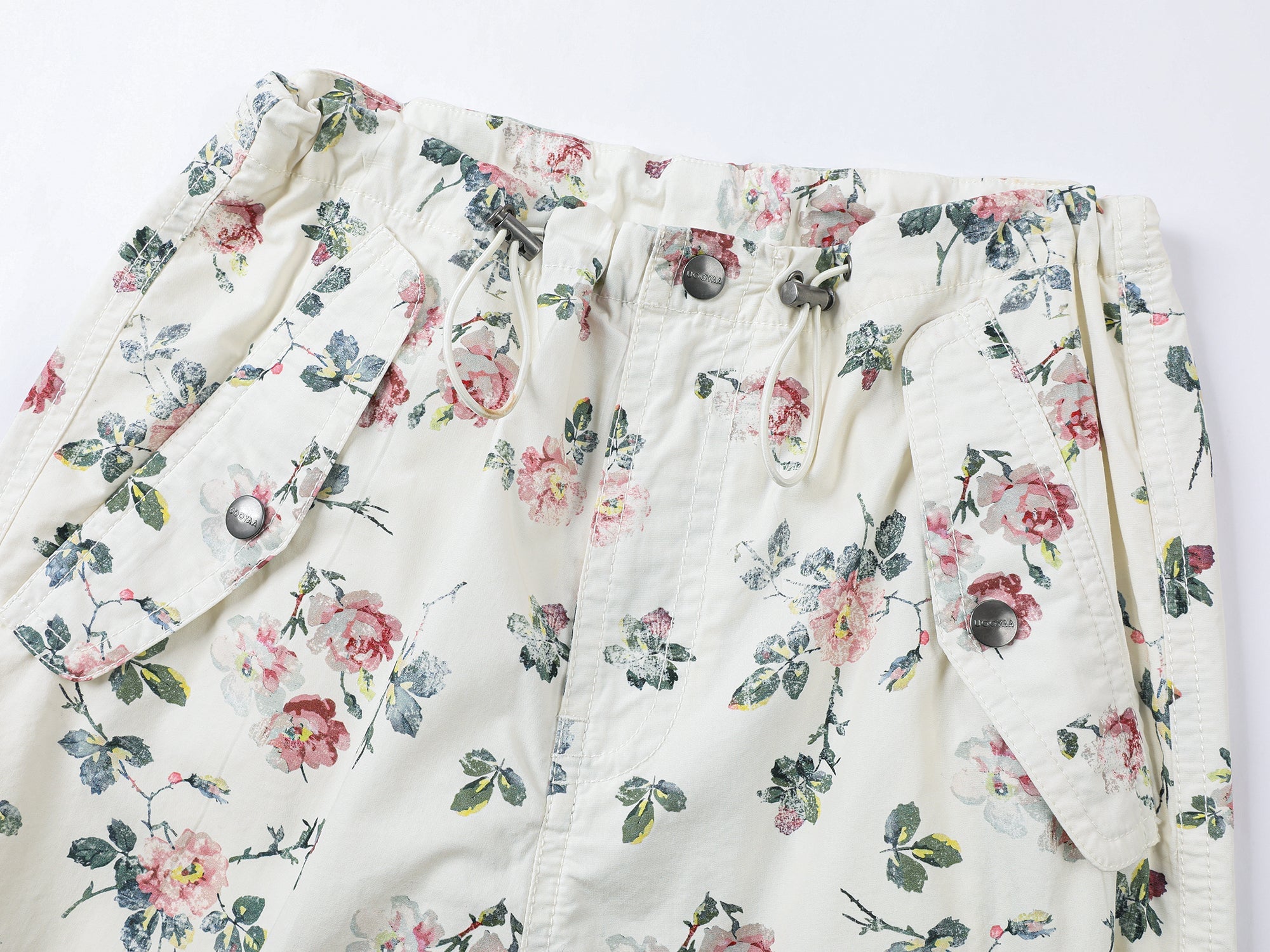 Romantic wallpaper floral parachute pants