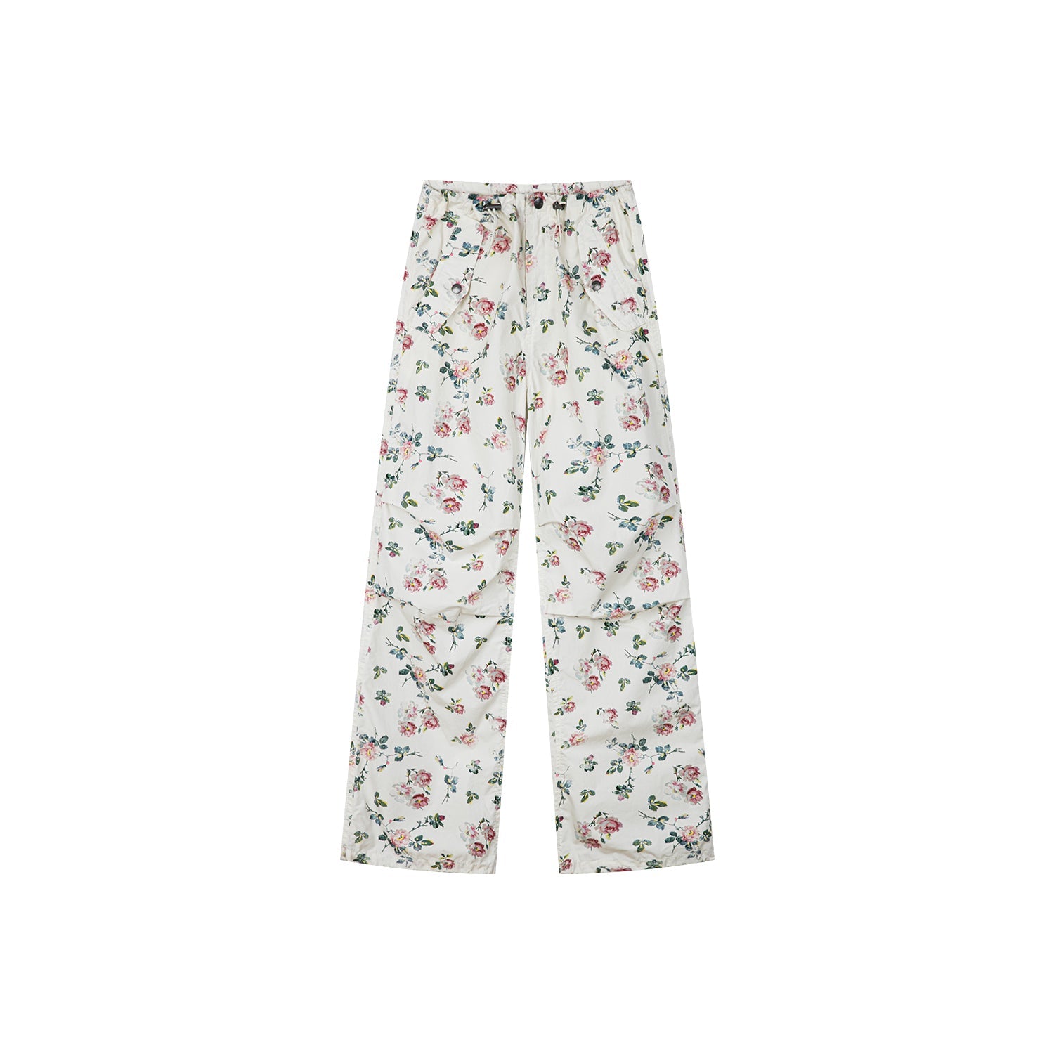 ロマンチックな壁紙の花柄パラシュートパンツ