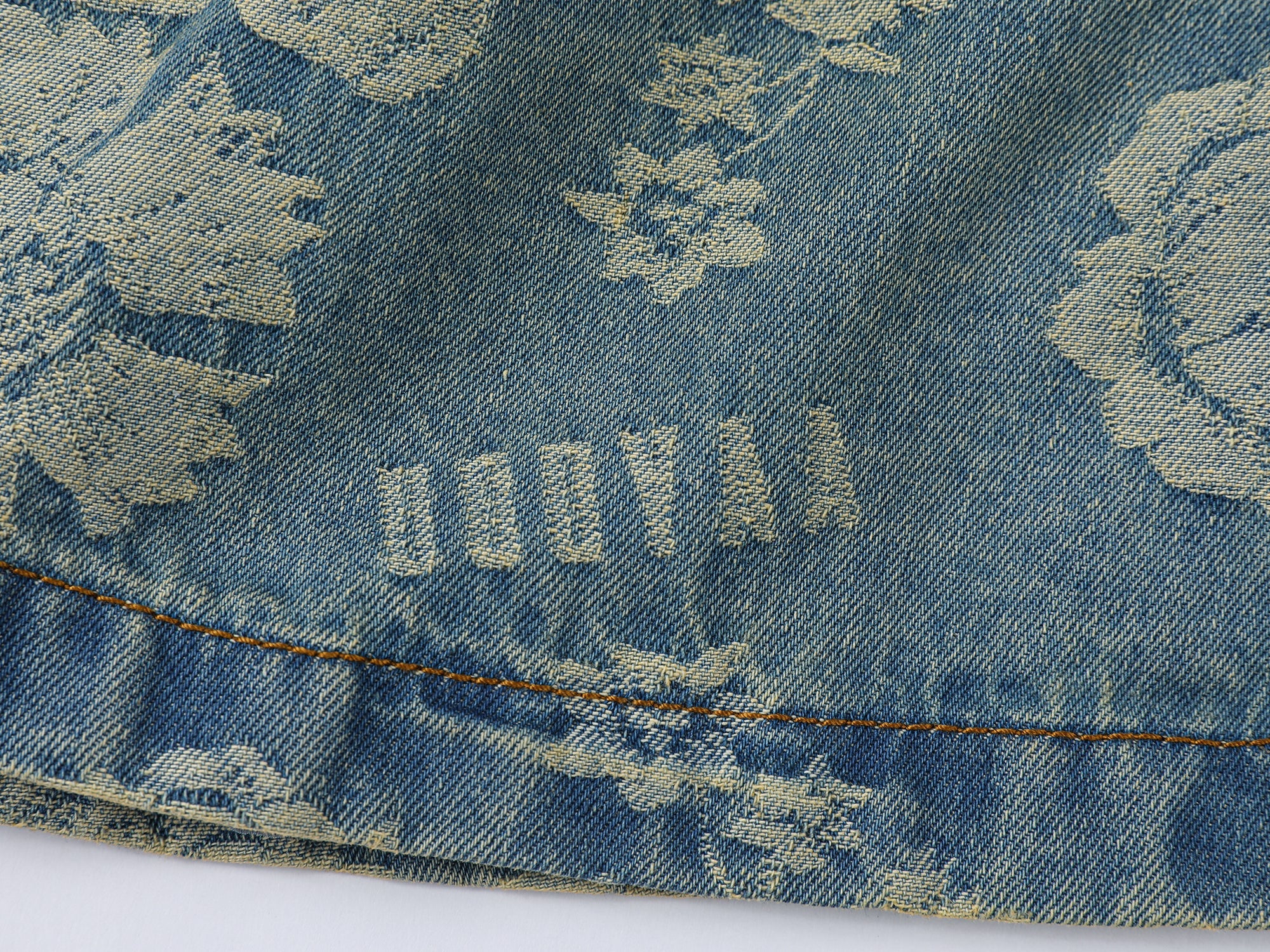 Romantic floral jacquard denim mini skirt