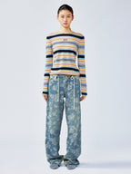 Romantic floral jacquard jeans