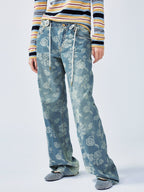 Romantic floral jacquard jeans