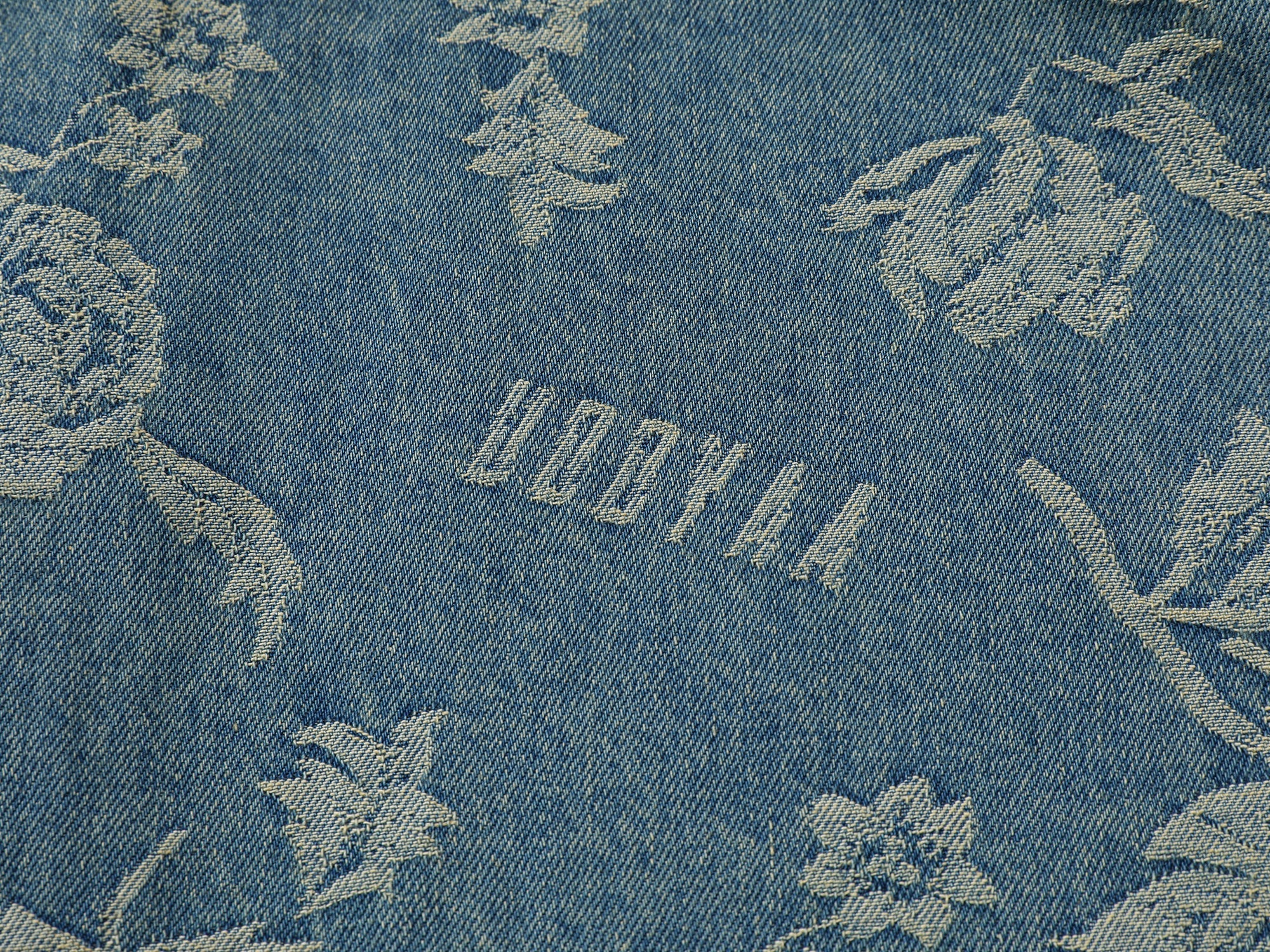 Romantic floral jacquard denim shirt