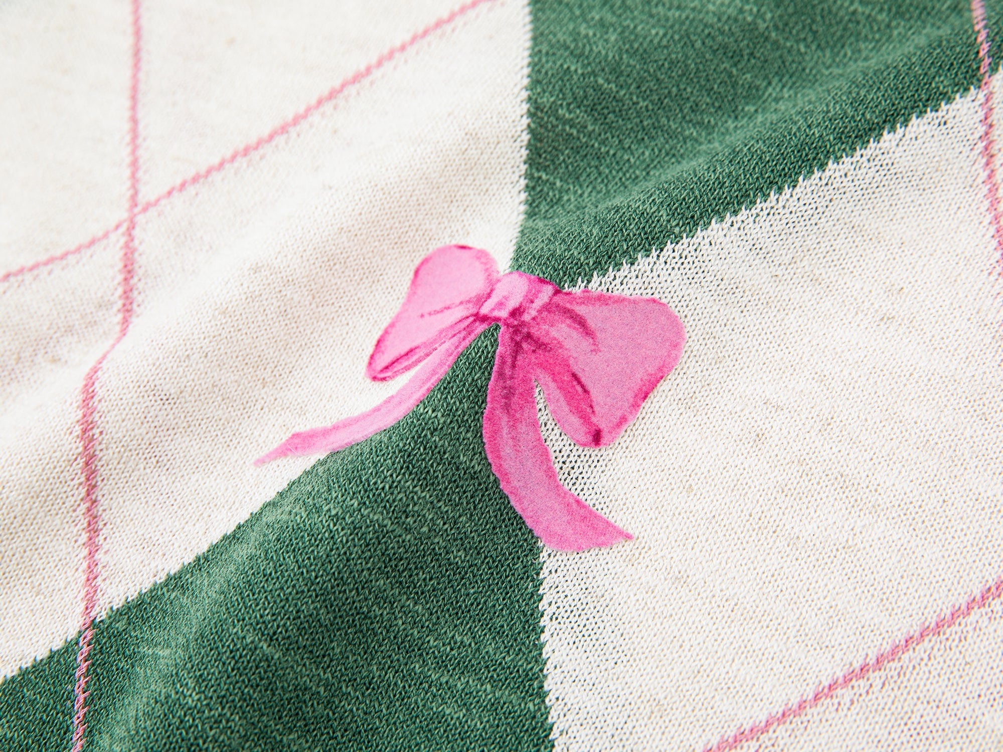 Classic bow argyle polo sweater