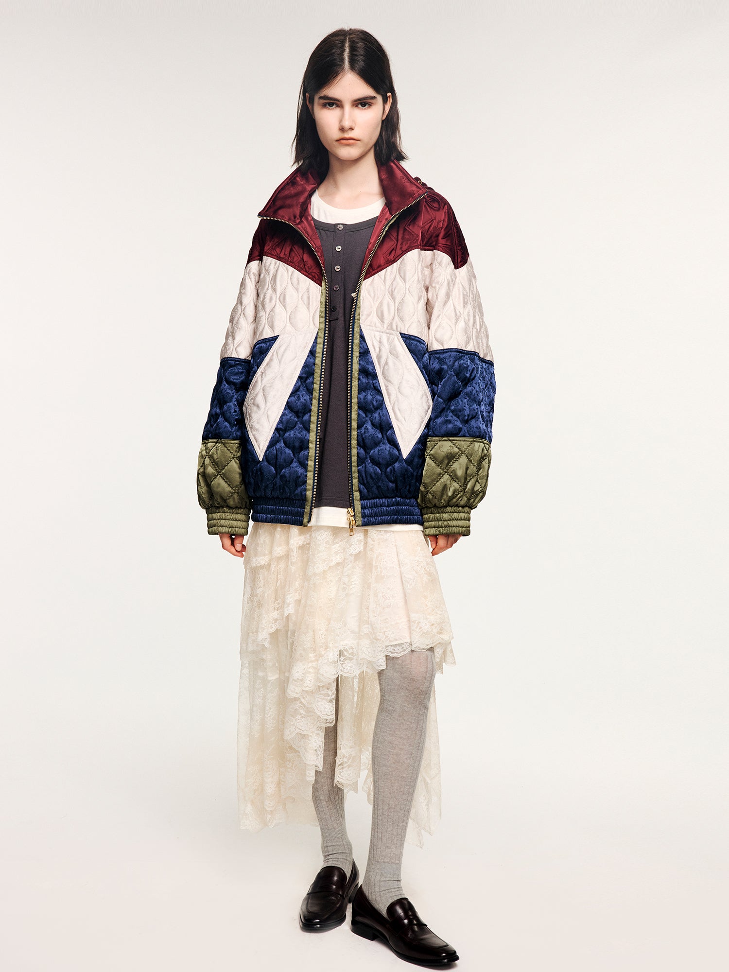 Classic bow jacquard cotton jacket