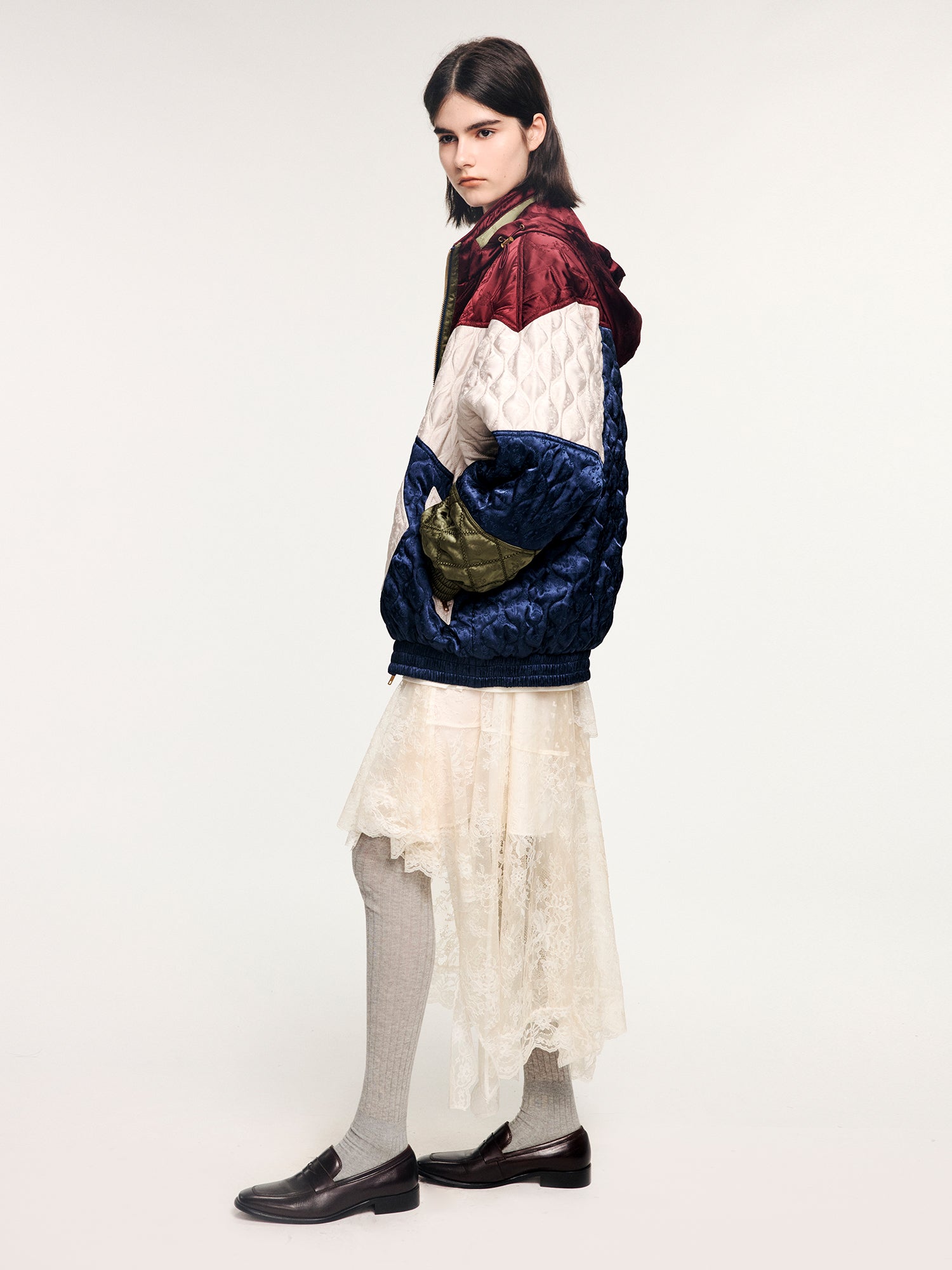 Classic bow jacquard cotton jacket