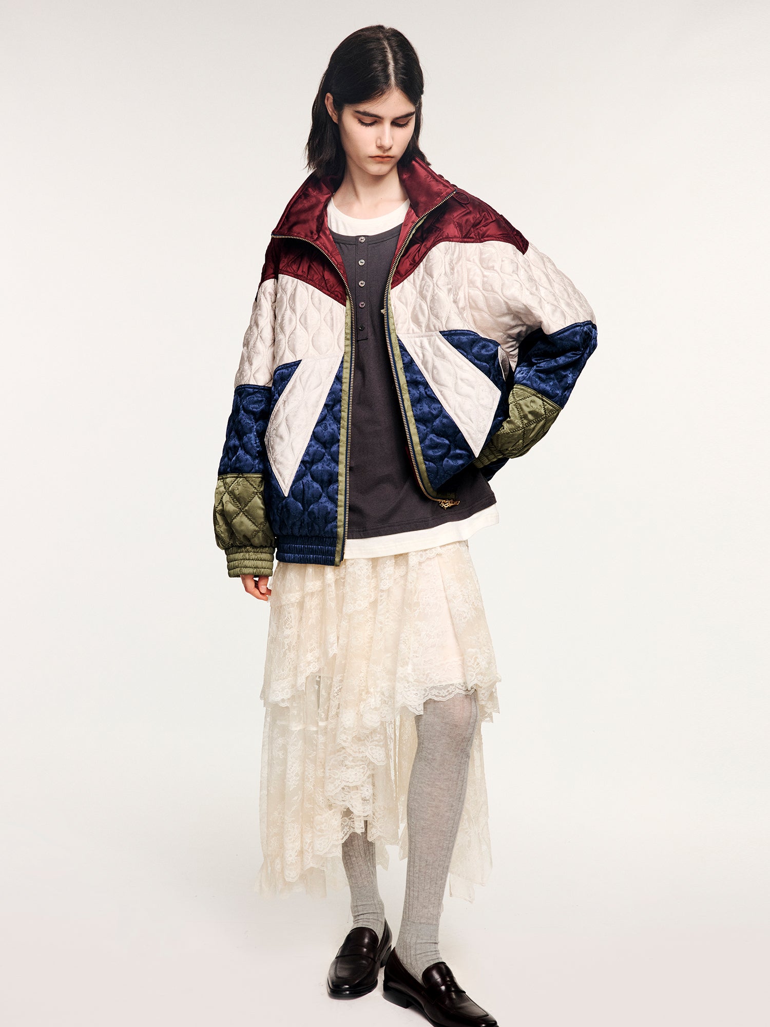 Classic bow jacquard cotton jacket