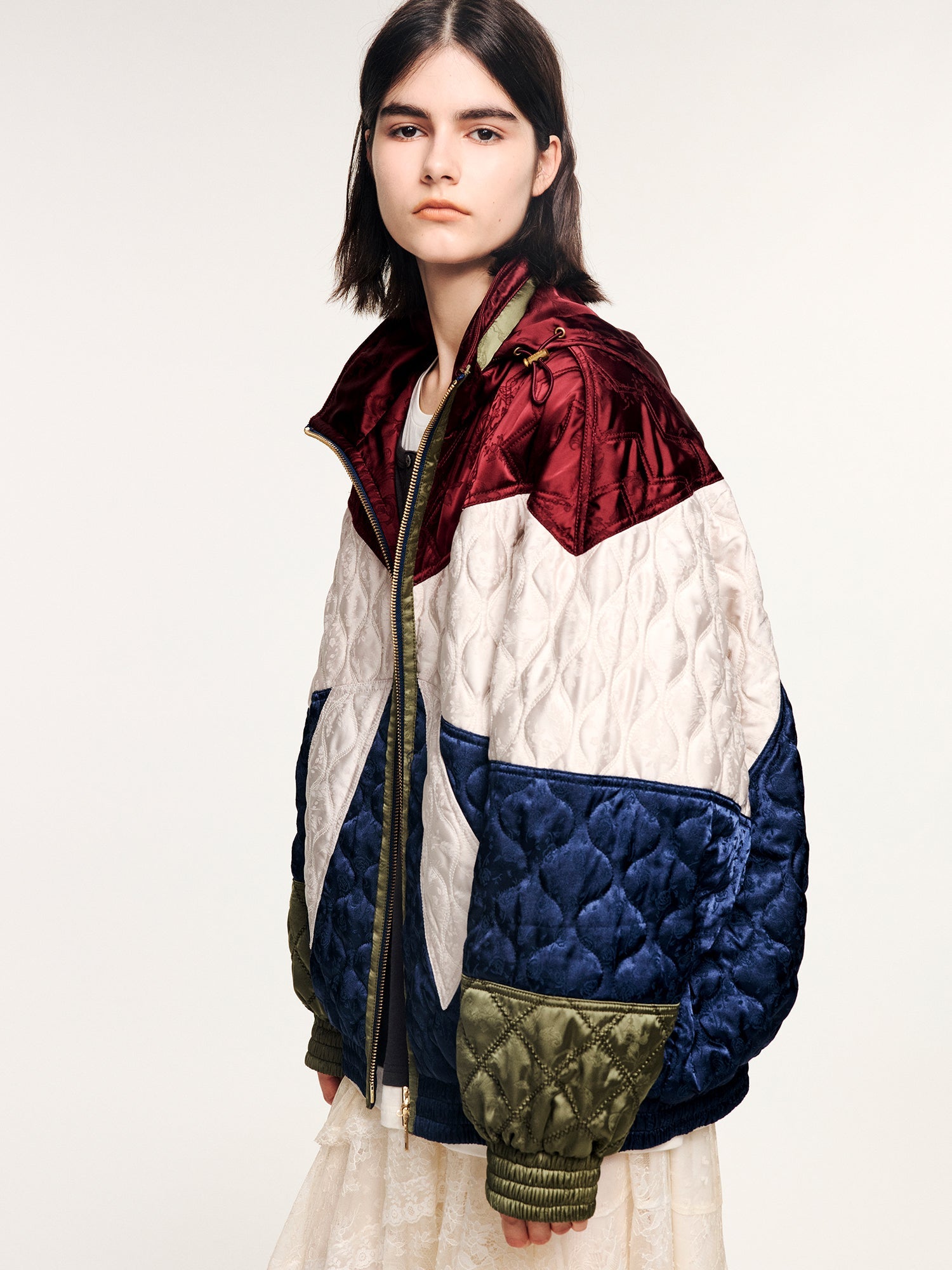 Classic bow jacquard cotton jacket