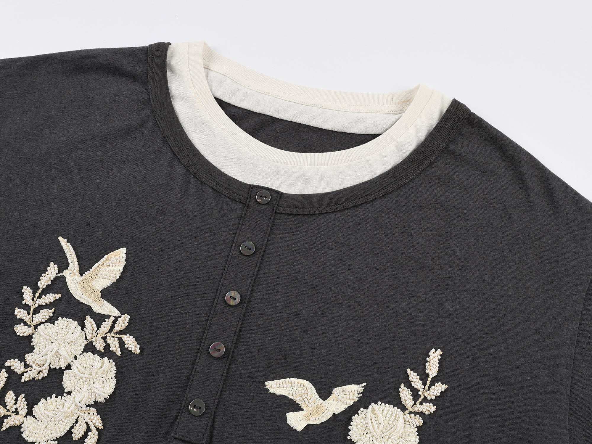 Magical garden beaded layered t-shirt