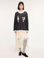 Magical garden beaded layered t-shirt