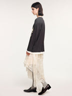 Magical garden beaded layered t-shirt