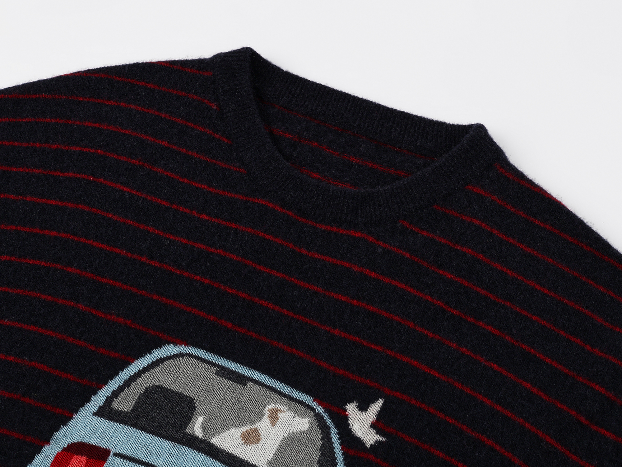 Traveling puppy print stripe sweater