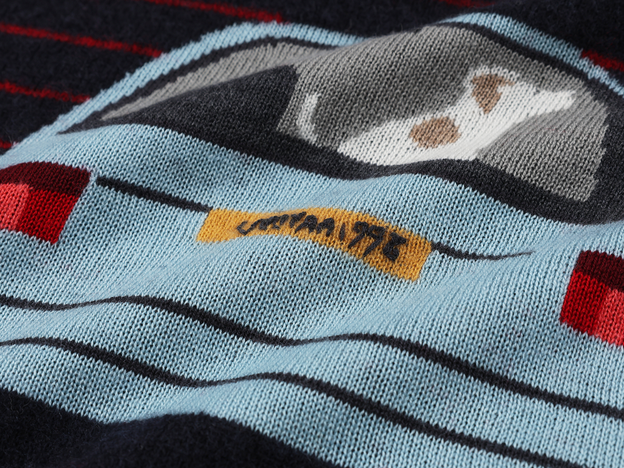 Traveling puppy print stripe sweater