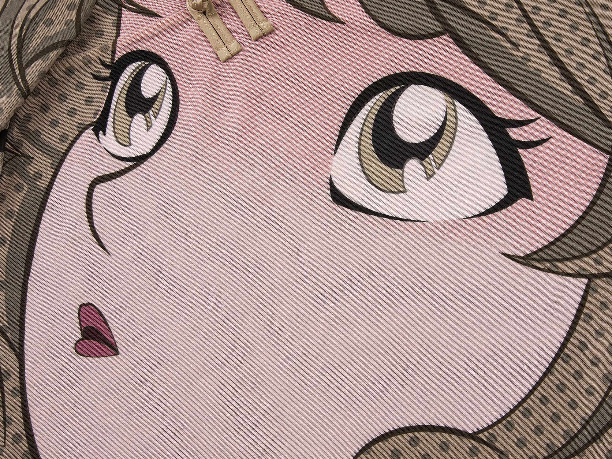 Pop art comic girl chinese-style mesh top