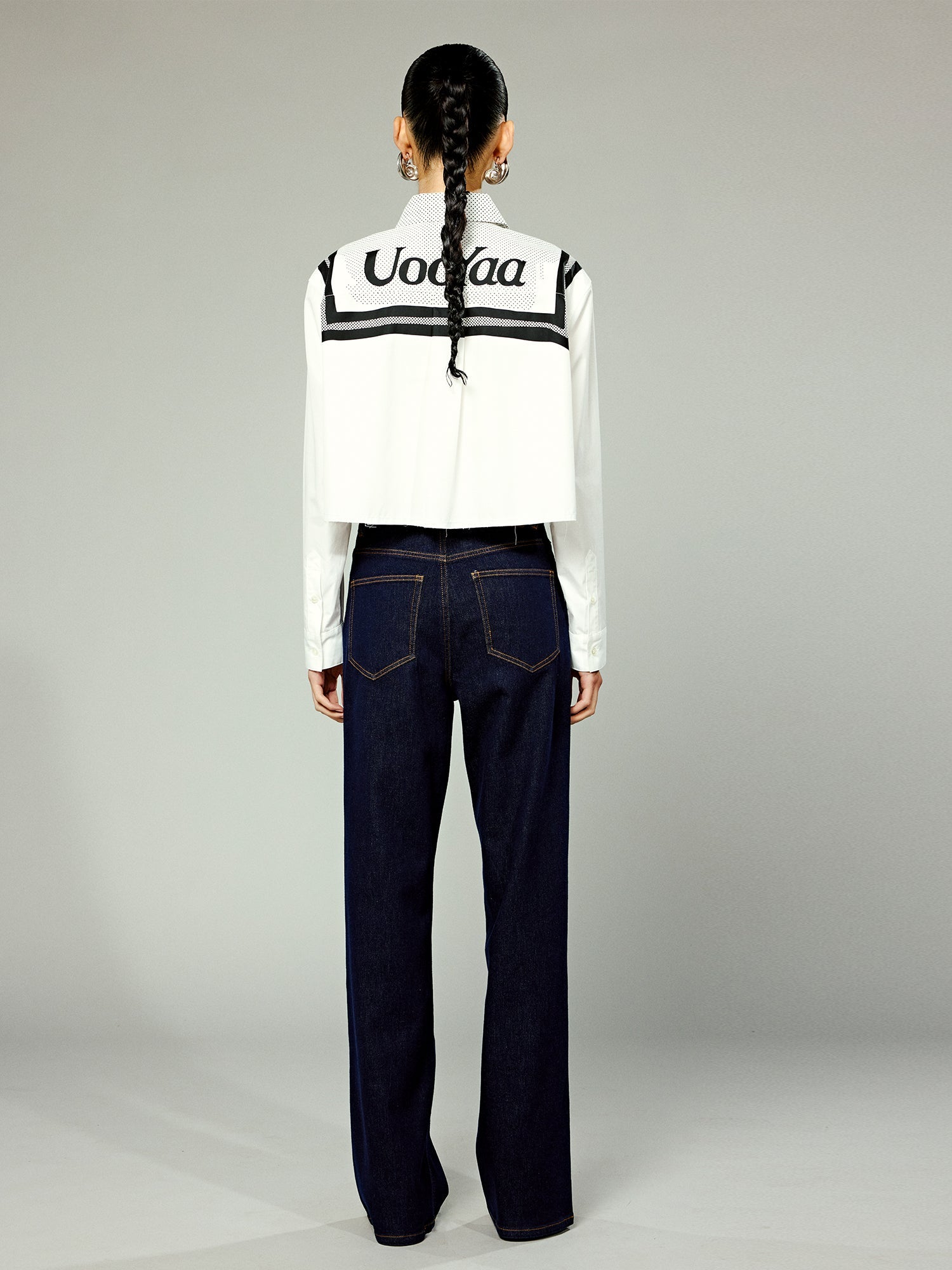 Pop art sailor collar bow cropped shirt