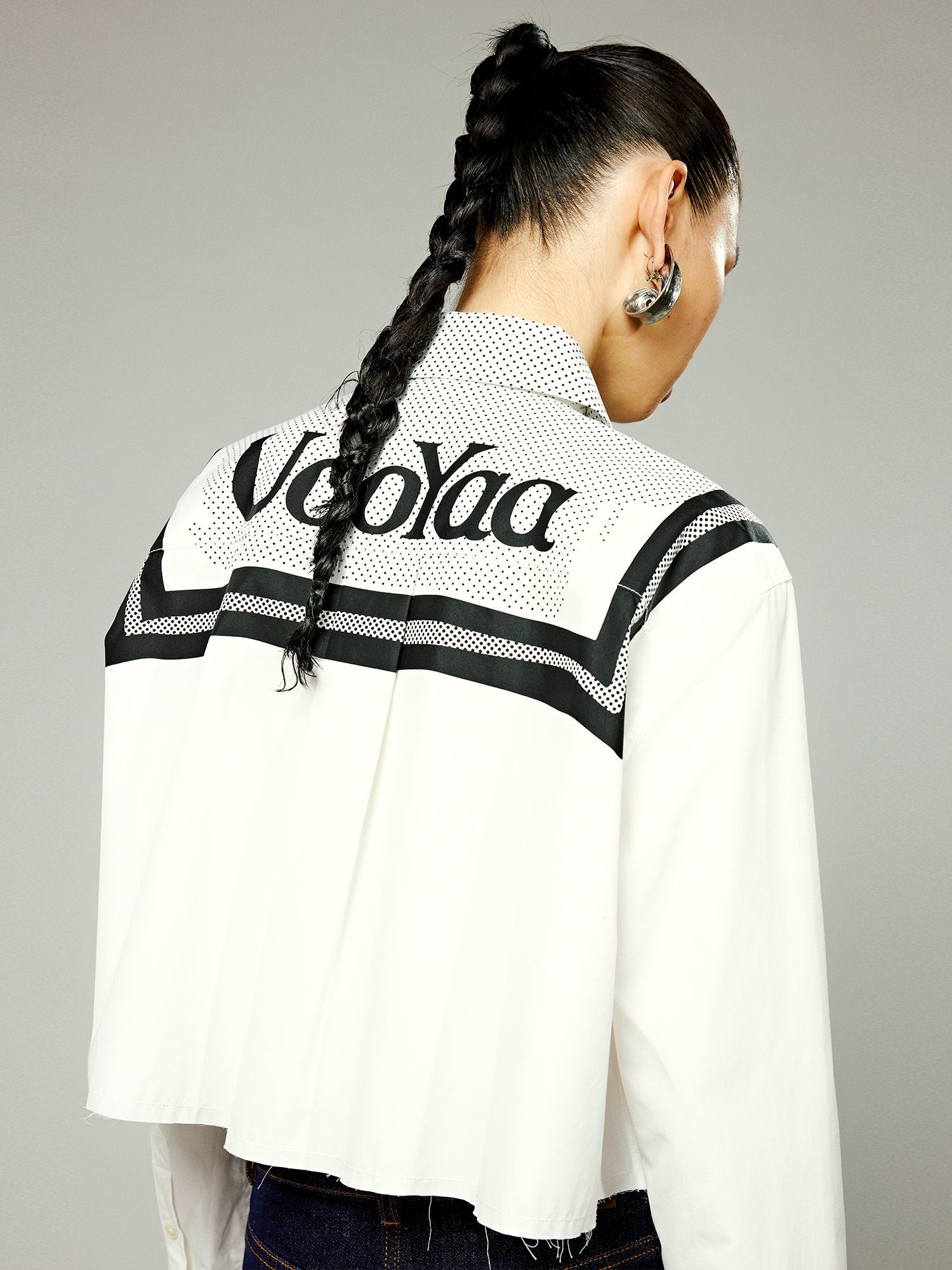 Pop art sailor collar bow cropped shirt