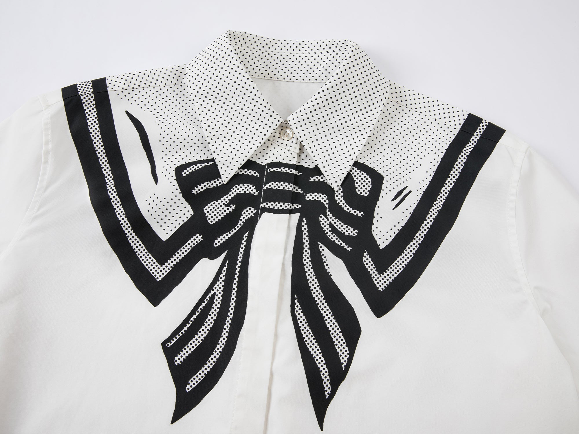 Pop art sailor collar bow cropped shirt