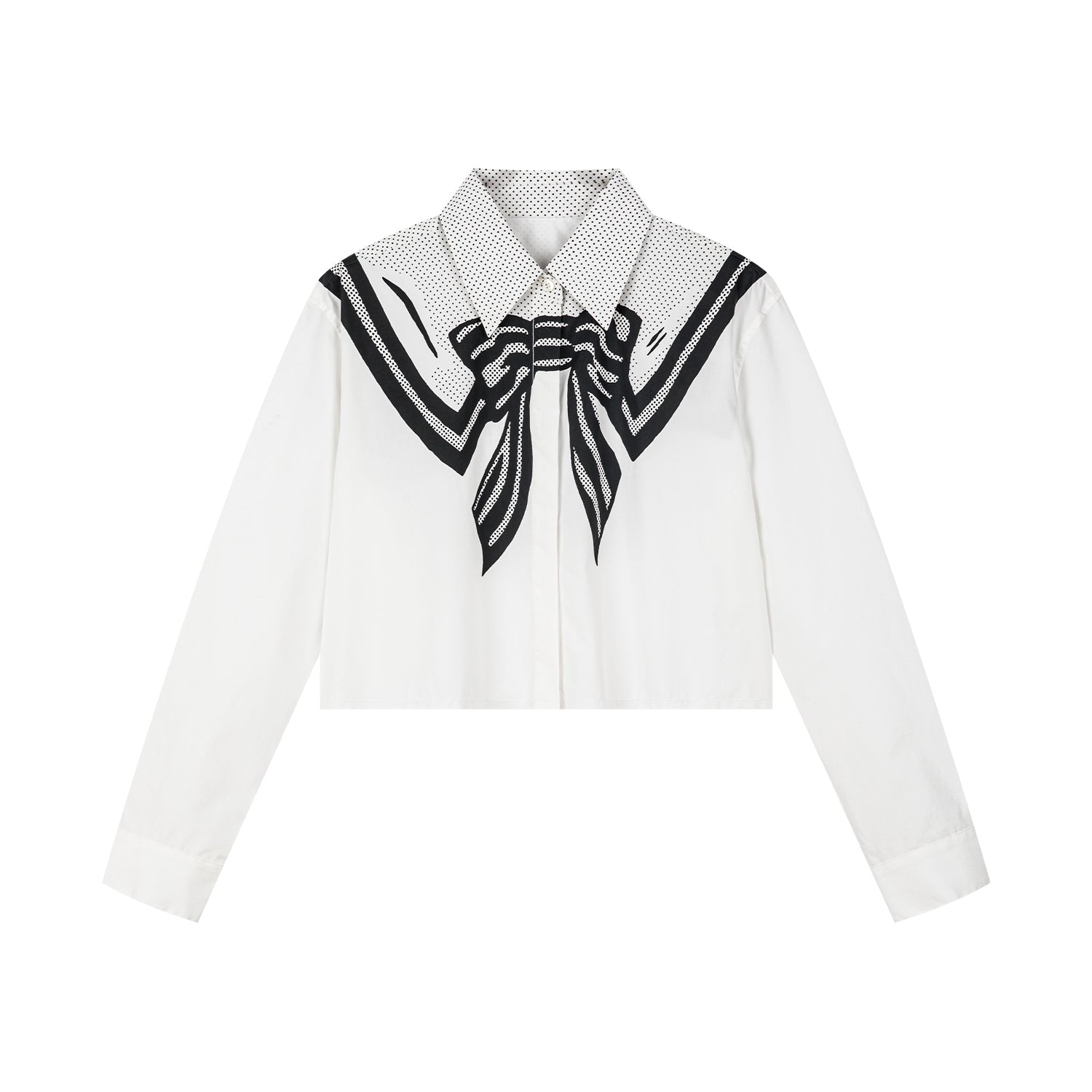 Pop art sailor collar bow cropped shirt
