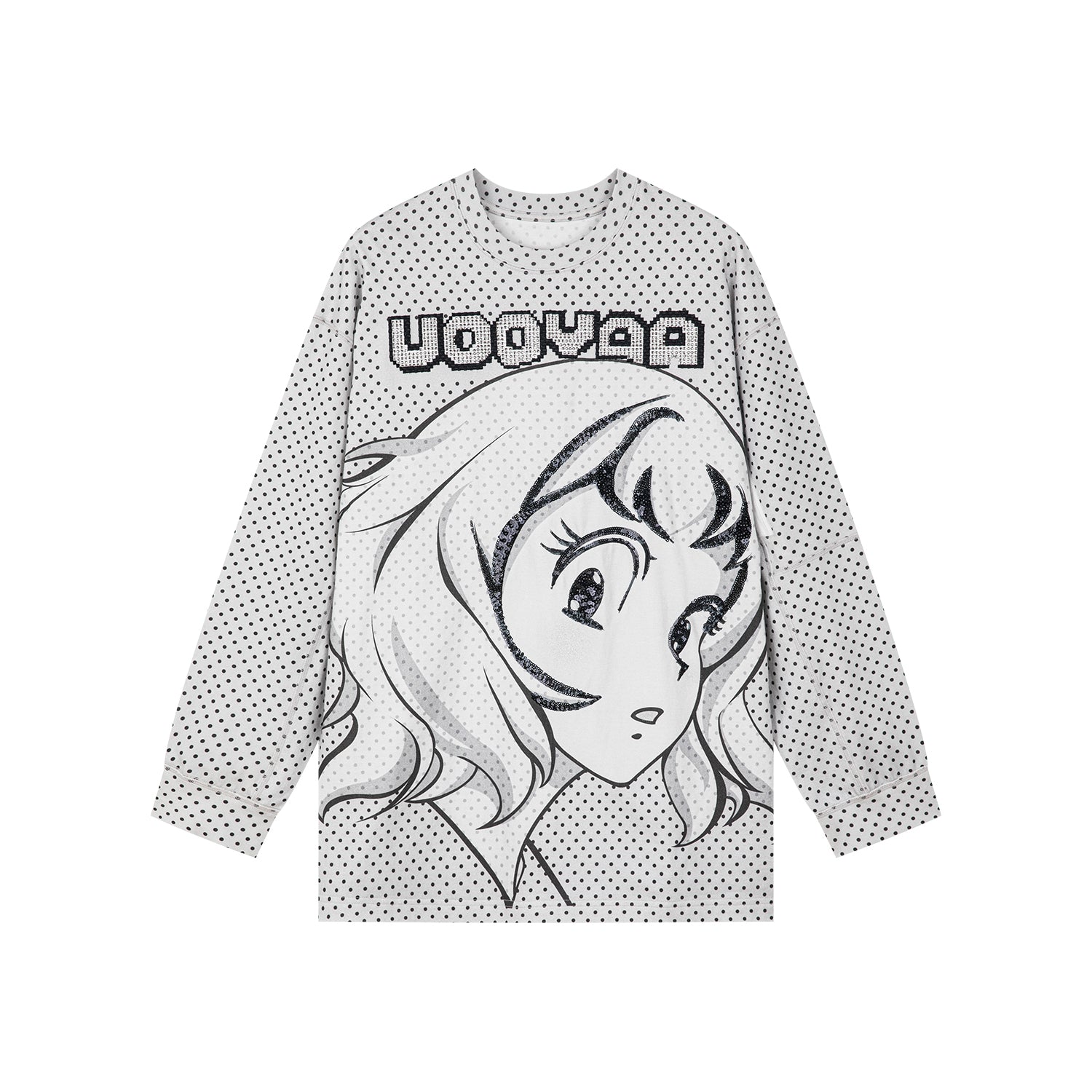 ポップアートコミックガール長袖Tシャツ