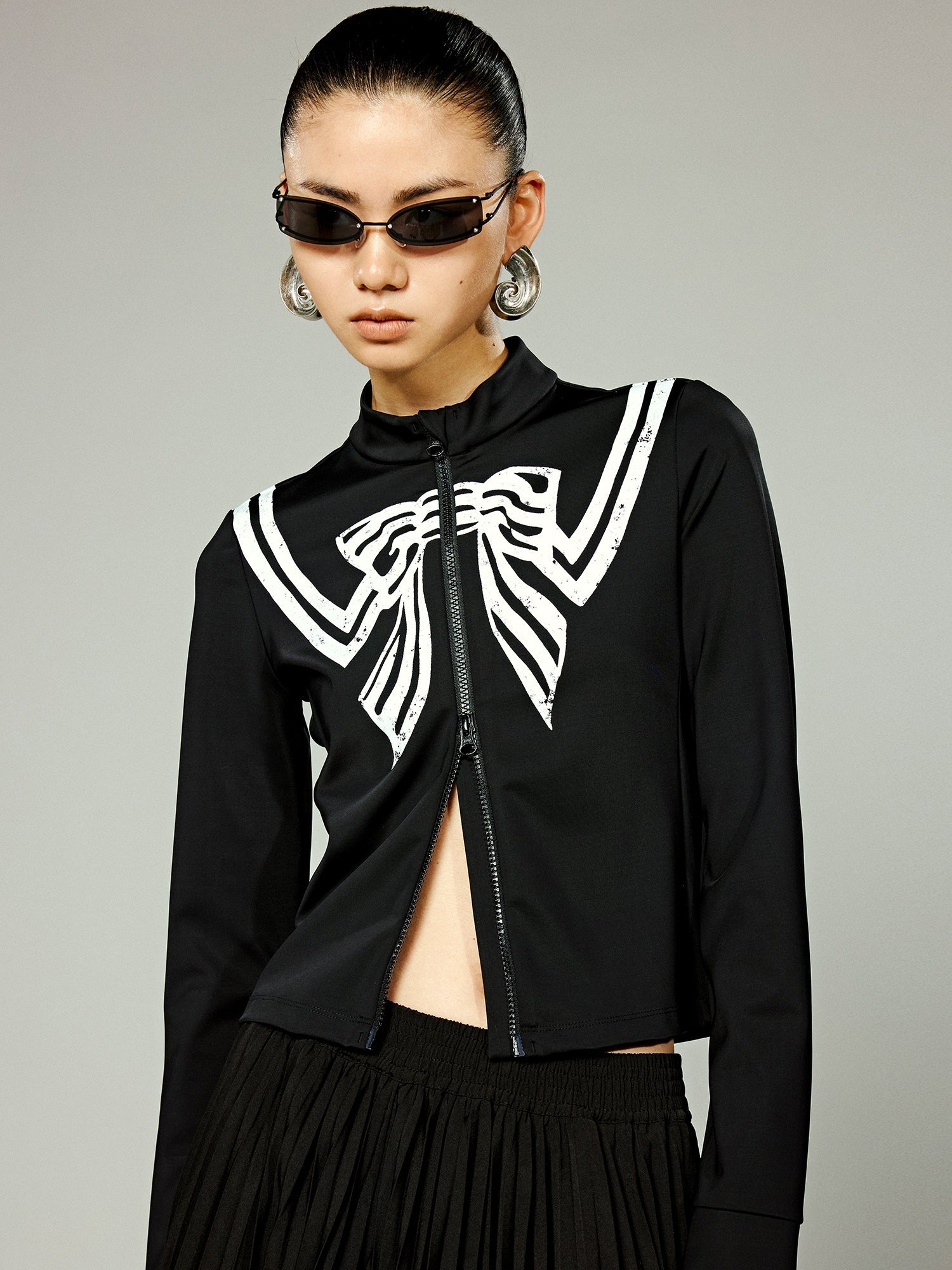 Pop art comic navy collar bow cycling jacket