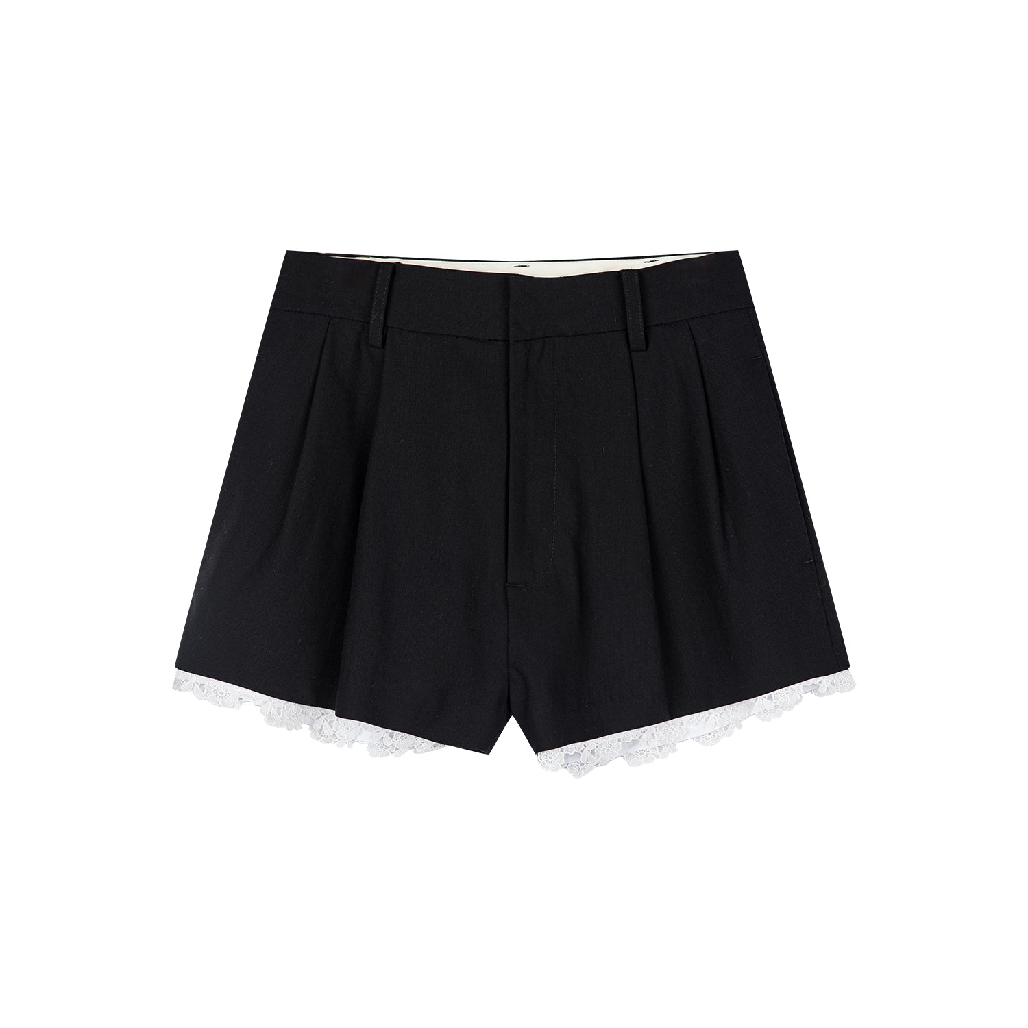 Lace edge shorts (Khaki/Black)